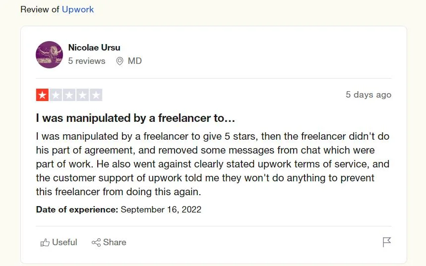 Upwork review 1